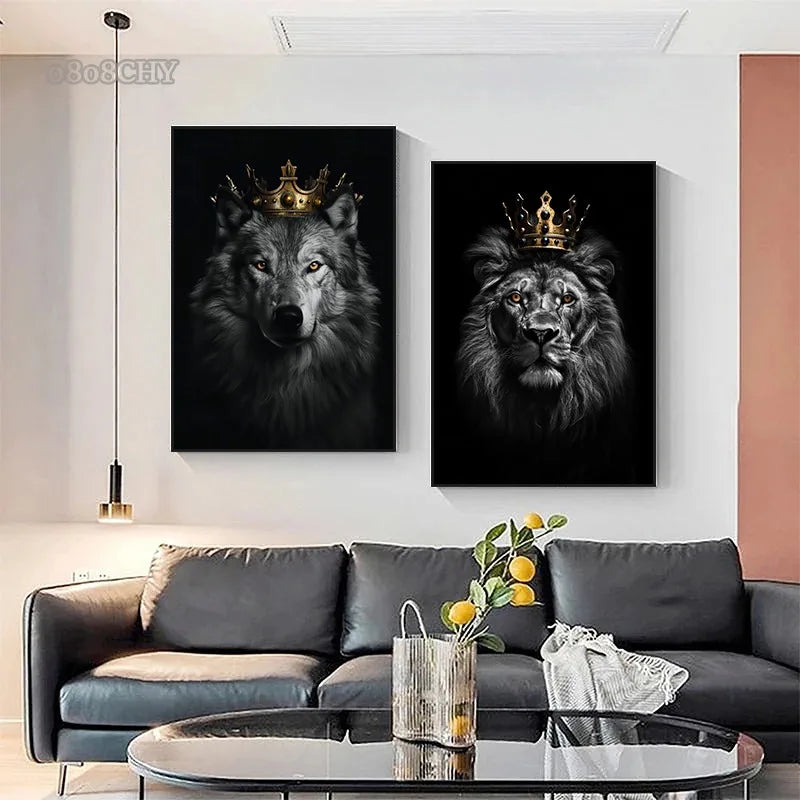 Black White Animal Kingdom Posters Canvas Print Wall Art with Your Home Décor