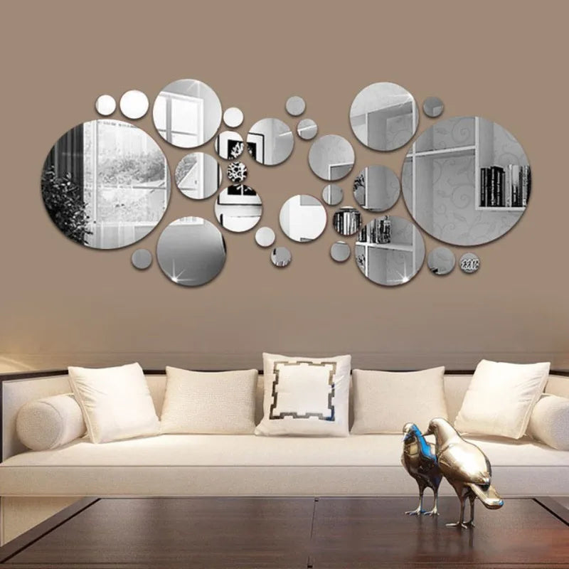 32pcs 3D Home Décor Modern Acrylic Mirror Wall Stick-on, For Your Favorite Wall  Decoration