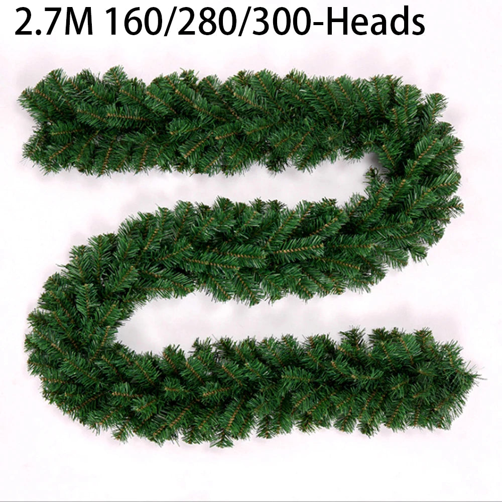 S2.7M Artificial Green` Christmas Garland `PVC Christmas Rattan Wreath `Christmas Pine Tree Rattan `Party Home Decoraion