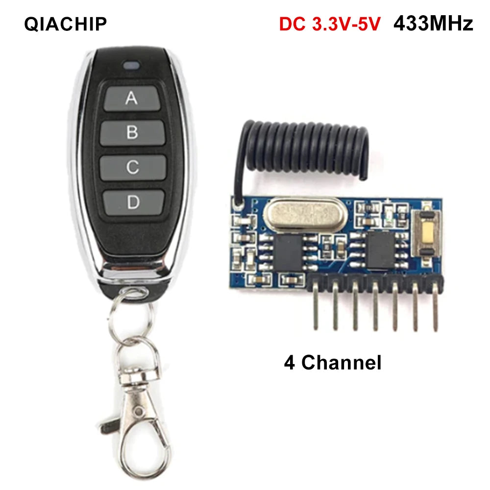 433 Mhz RF Remote Control Transmitter 433mhz RF Relay Receiver Switch Module Wireless Switch 4 CH Output Control Switch DIY Set