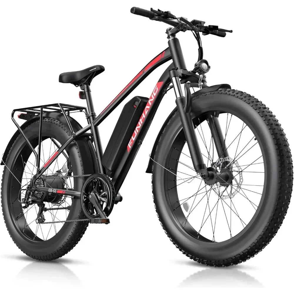 Electric Bike, 750W Peak Ebike, 25MPH 60Miles Electric Mountain Bike, 26" Fat Tire Electric Bicycle with 48V 13AH Battery