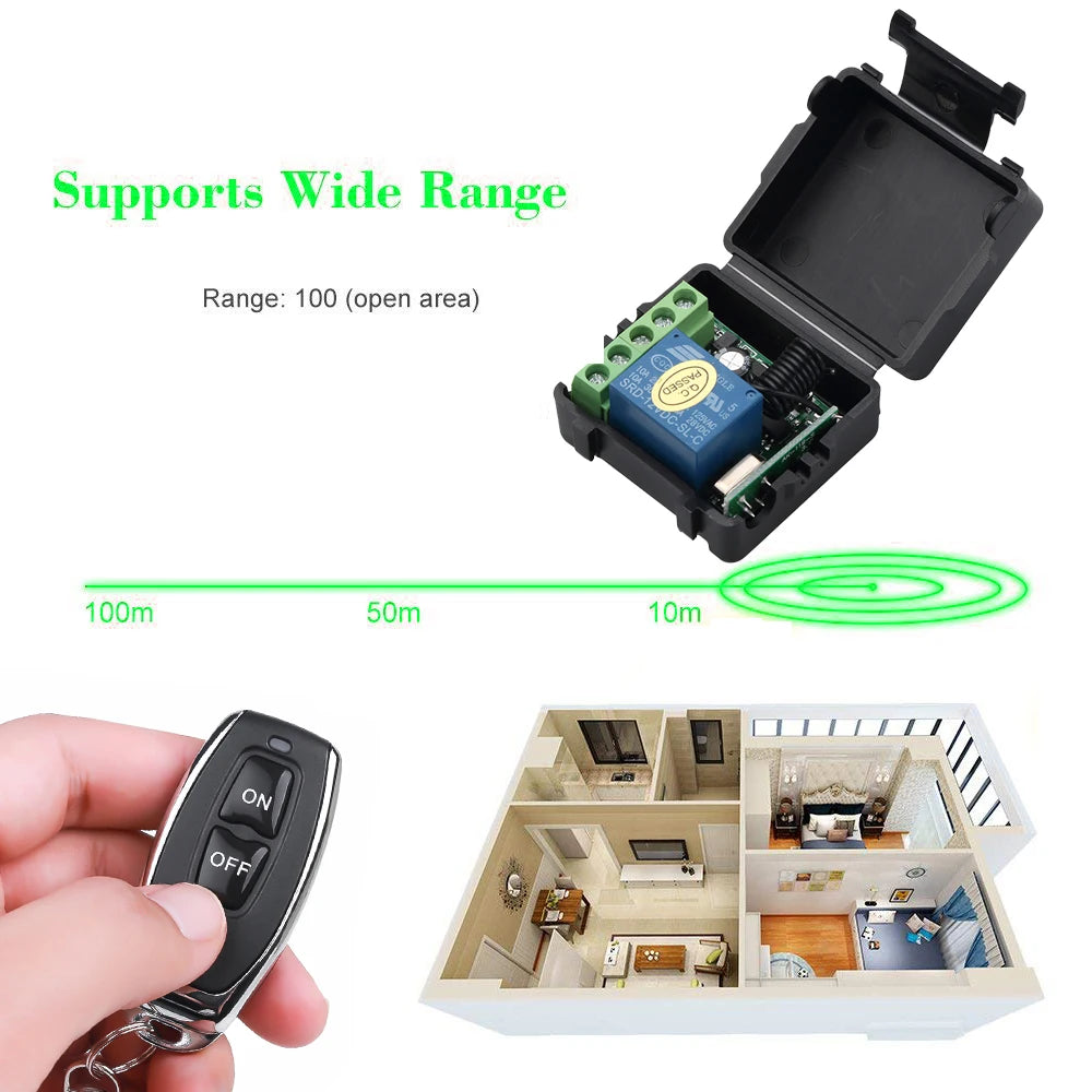 433Mhz Remote Control Wireless Switch DC 12V 1CH RF 10A Relay Receiver and 2CH Transmitter For Door Electromagnetic Lock