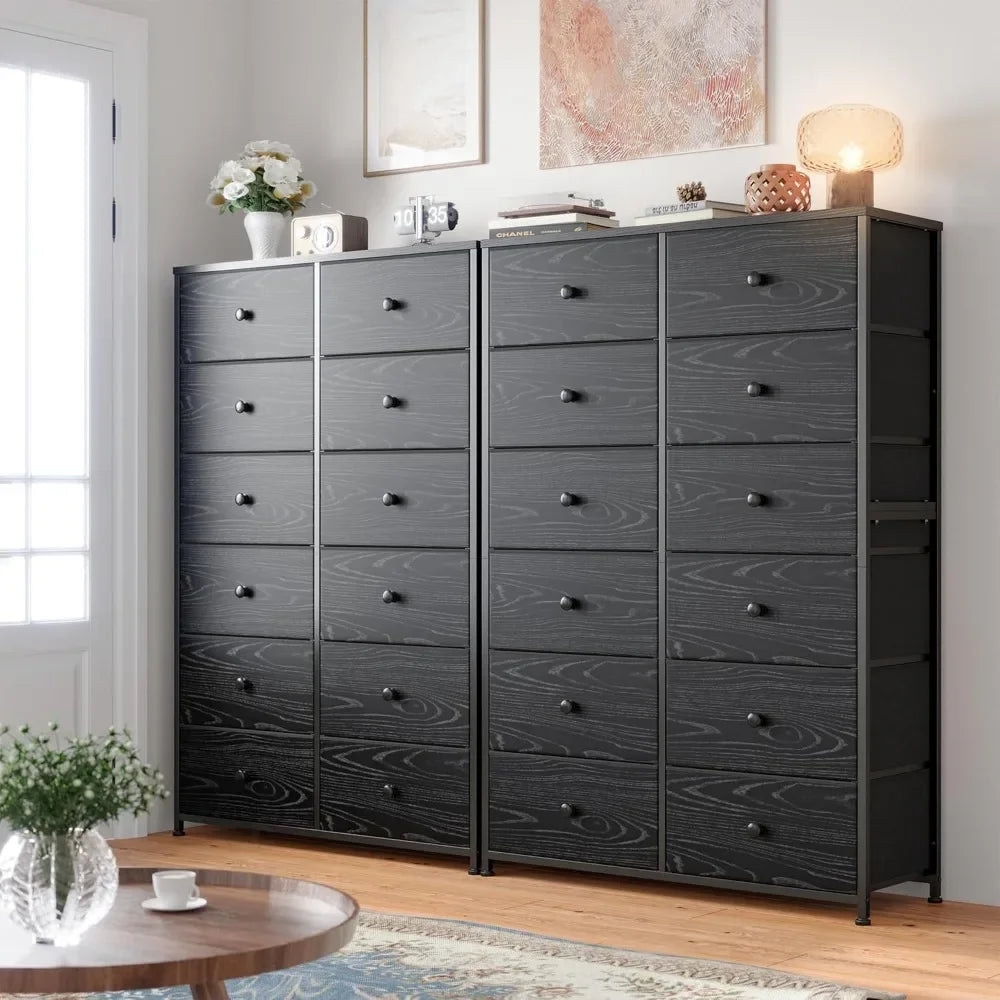 Tall Dressers for Bedroom, 12 Drawer Black Dresser & Chest of Drawers for Closet Hallway, Living Room, Bedroom Furniture