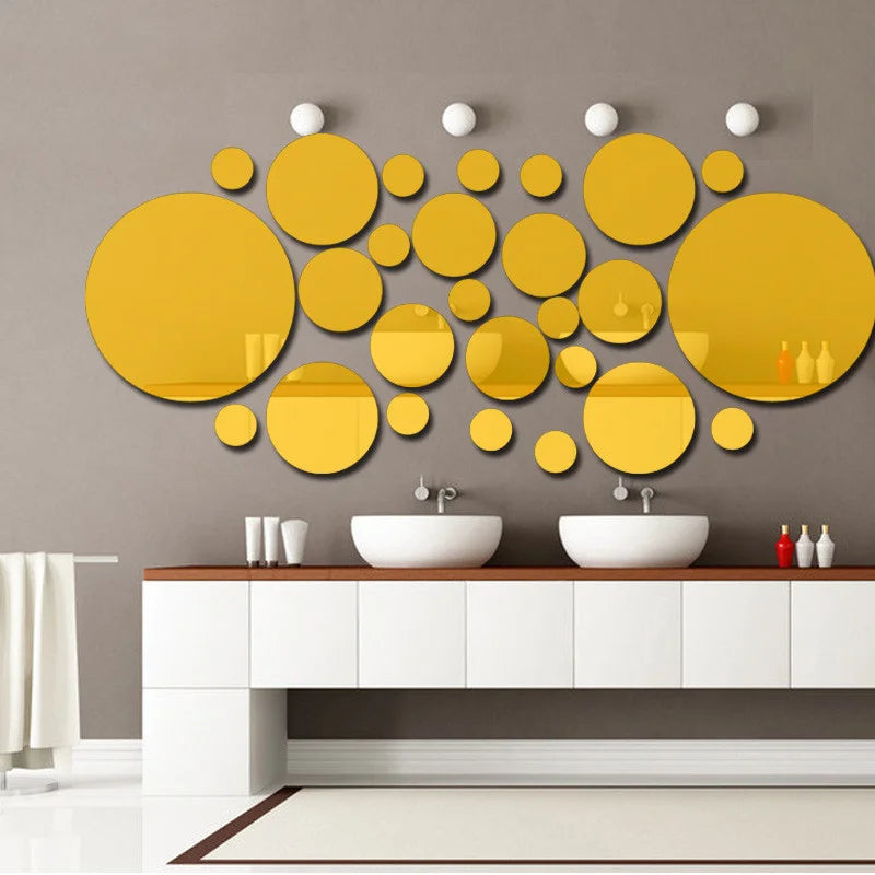 32pcs 3D Home Décor Modern Acrylic Mirror Wall Stick-on, For Your Favorite Wall  Decoration