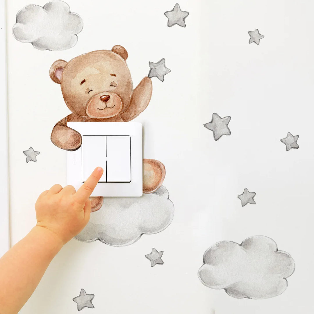 Cute Giraffe Bear Elephant Star Switch Sticker Kid Baby Bedroom Decoration Self-adhesive Home Decor Wallpaper Child Wall Decals