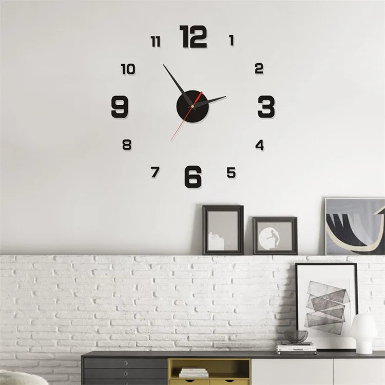 DIY Wall Clock for Home Office 40cm Frameless Modern 3D Wall Clock Mirror Stickers Hotel Room Design School Decoration Decor