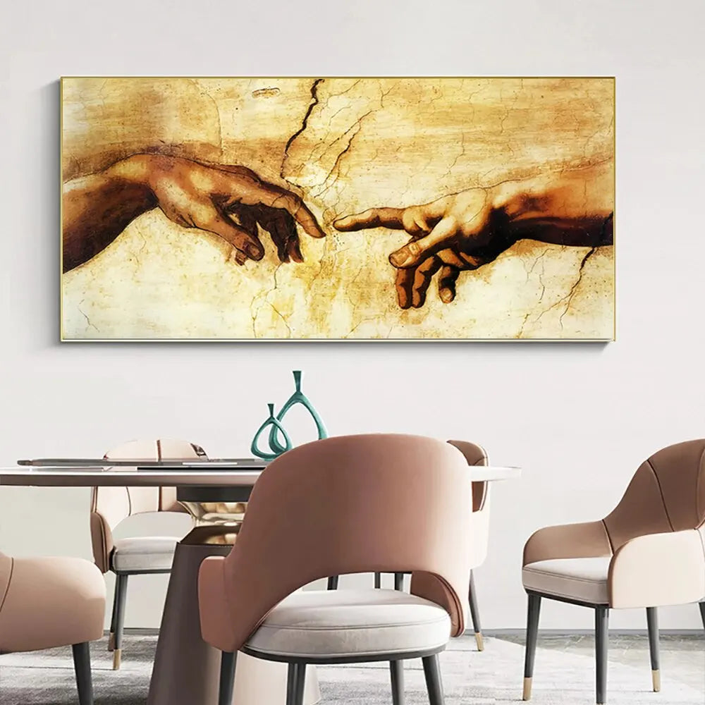 Creative Hand of God Classical Famous Painting Poster Prints Artwork Religion Canvas Painting Wall Art Living Room Home Decor