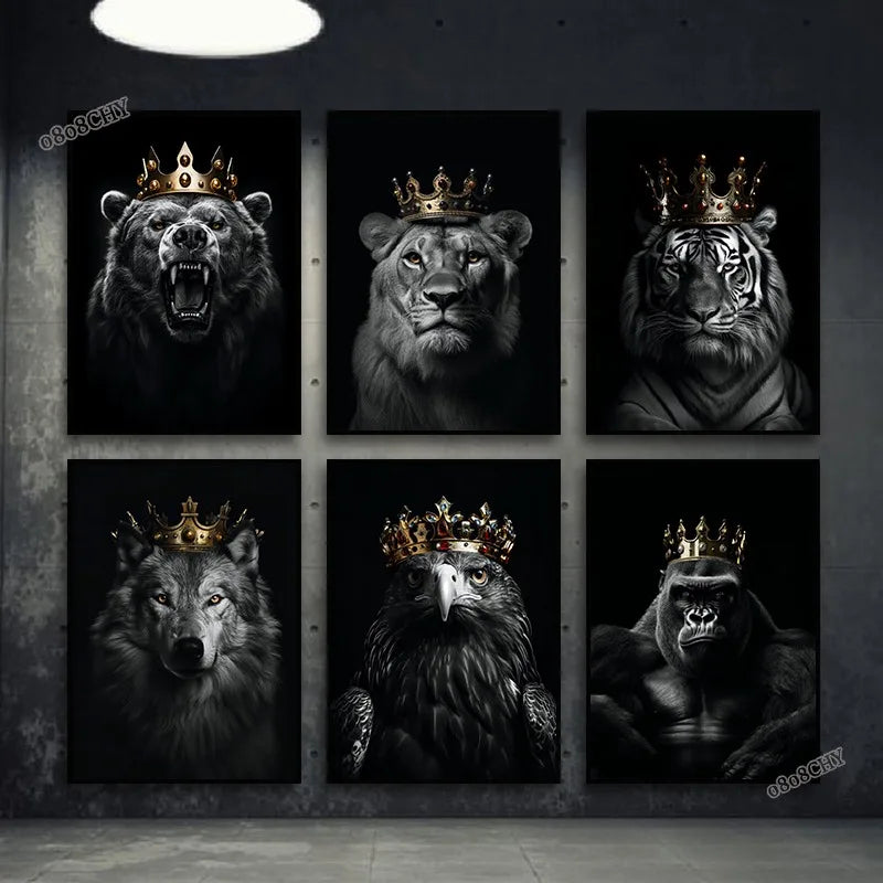 Black White Animal Kingdom Posters Canvas Print Wall Art with Your Home Décor