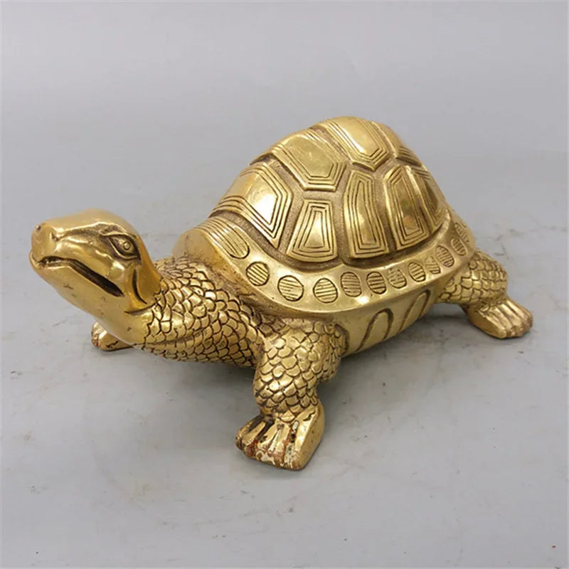 Brass Feng Shui Turtle Tortoise Statue Lucky Animal Sculpture for Longevity Home Office Decoration Figurine Gift Study ornament