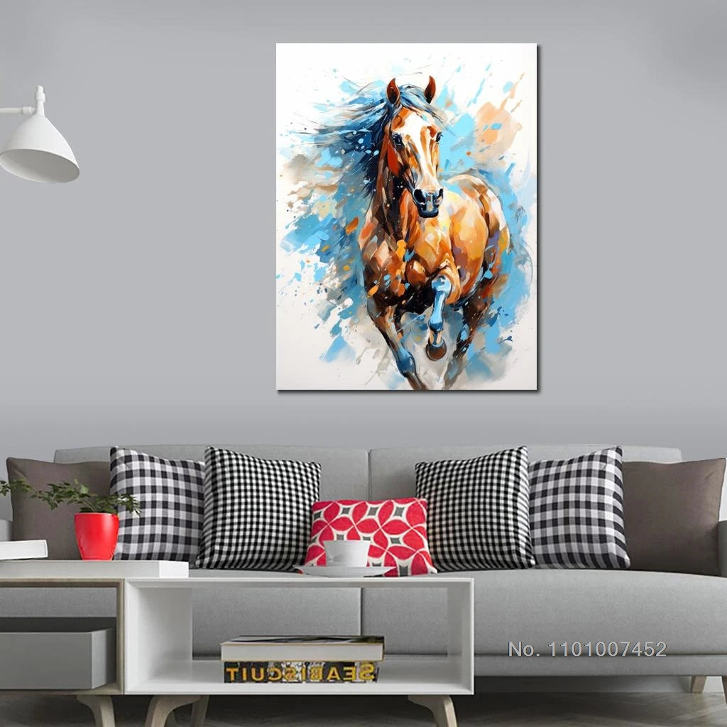 Watercolors Horse Canvas Picture Wall Art Colorful Horses Painting HD Printed Artwork Animal Posters Modern Bedroom Hotel Decor