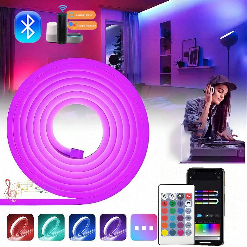 5V USB RGB Neon LED Strip Light Smart LED Tuya WIFI APP RGB 16Colors Dimmable DIY Waterproof Flexible Lights Work With Alexa