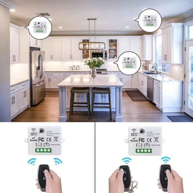 433MHz AC 110V 220V Wireless RF Remote Control Switch 1CH Relay Receiver With ON OFF Transmitter For Led Light Bulb DIY Control