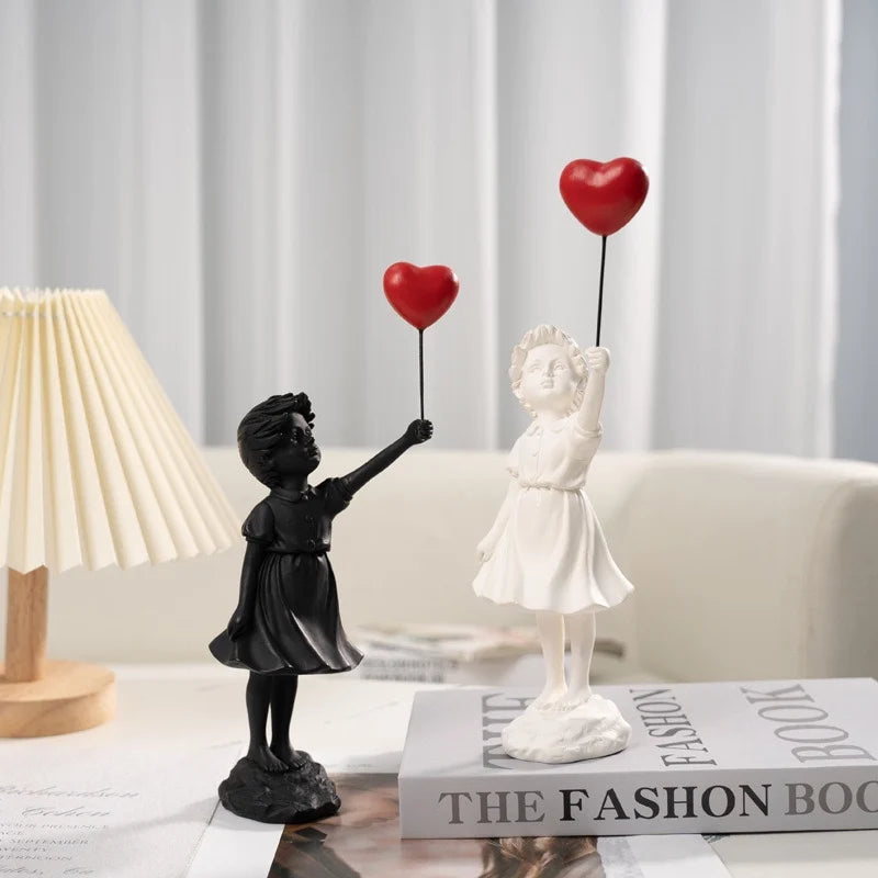 NORTHEUINS Resin Banksy Figurines for Interior Flower Thrower Statue Bomber Sculpture Home Desktop Decor Art Collection Objects