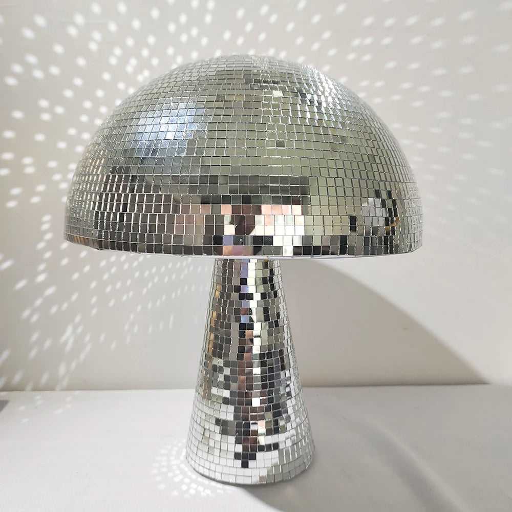 Retro Reflective Mushroom Shape Disco Mirror Ball DJ Light Modern Home Decor for Prom House Party Room Sculptures and Figurines