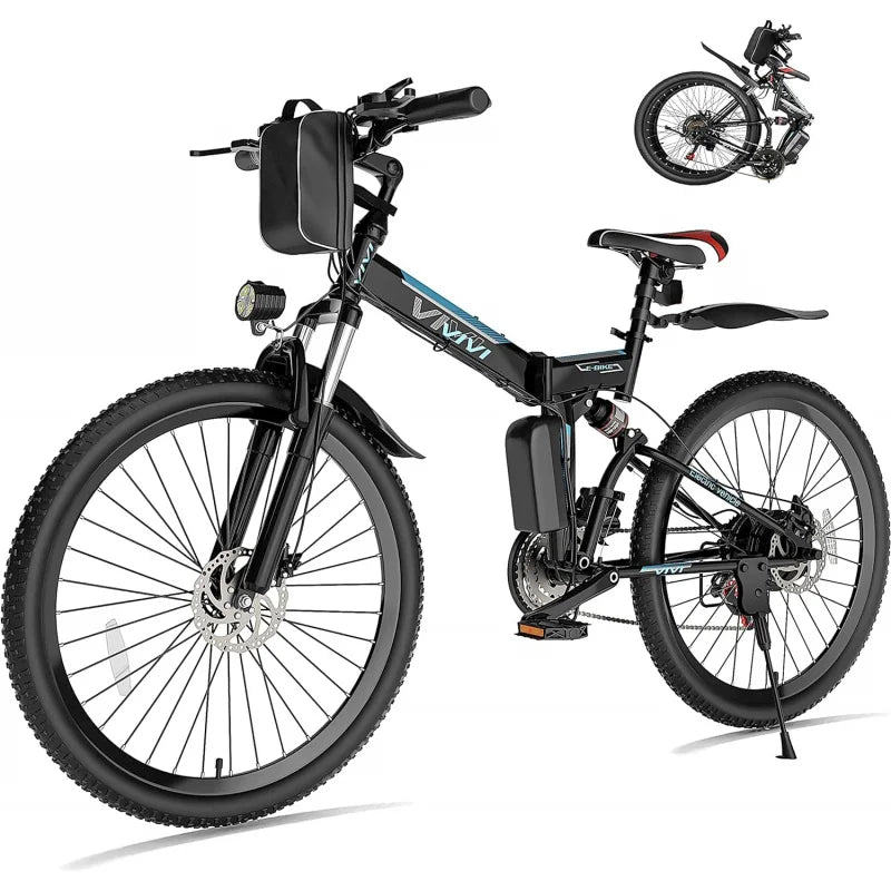 QVivi for Adults 750W Peak Folding Mountain Bike 26'' Commuter Ebike 21.7MPH Adult Electric Bicycl