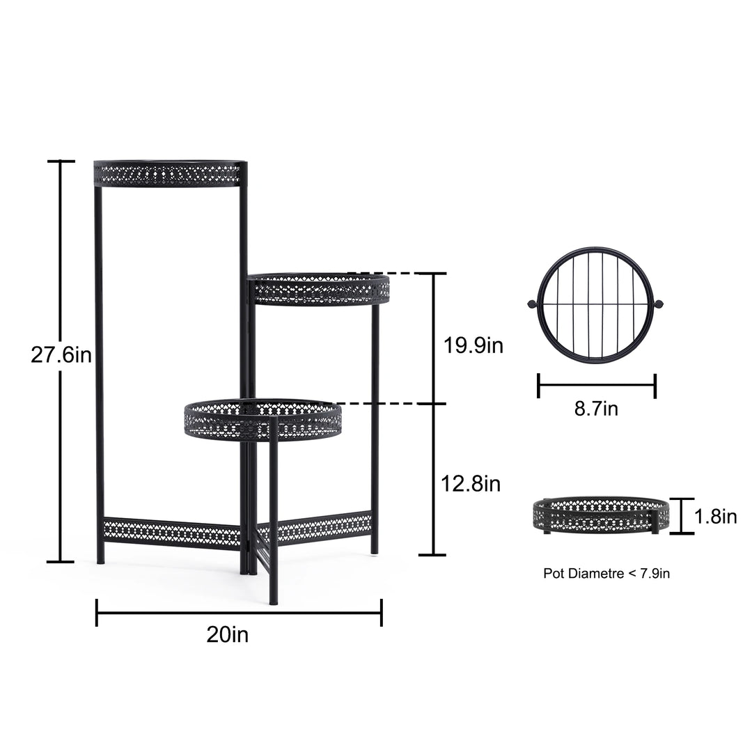 3/4 Tier Metal Plant Stand Ladder Shelf Foldable Flower Stand Indoor Outdoor Plant Display Shelf for Home Garden Patio