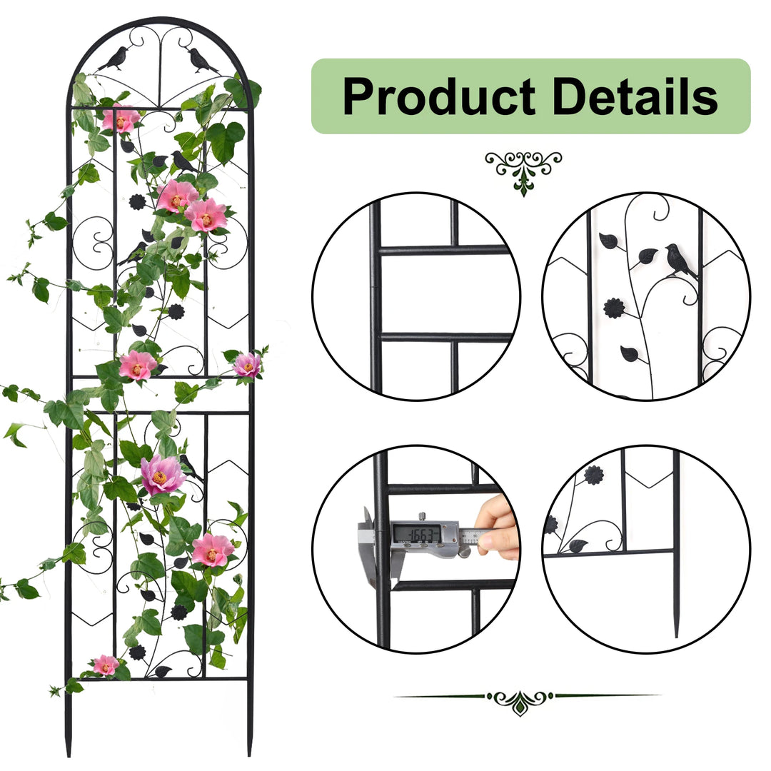 2PCS Metal Garden Trellis Fence for Outdoor 83 Inch Table Anti-Rust Climbing Plant Flower Panels Screen Edge Border