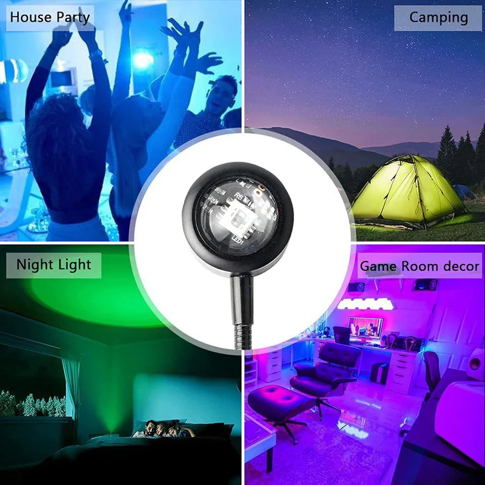 1x USB Adjustable LED Lamp,  Multicolor Neon Night Light Projector Creating Atmosphere Lighting for Bedroom or Home Room Décor