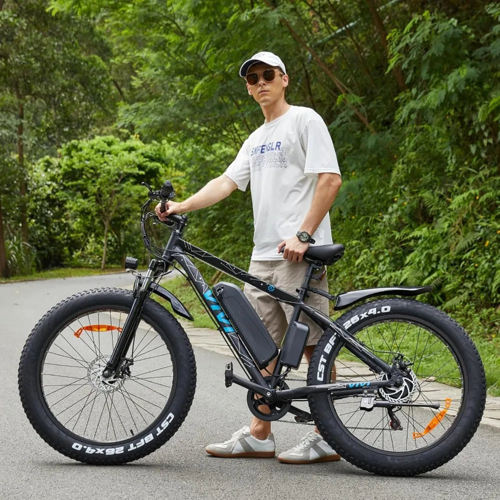 Electric Bike 500W 26" x 4.0 Fat Tire Electric Bike 48V 13Ah Removable Battery, 7 Speed, 25MPH, Cruise Control, Up to 50 Miles