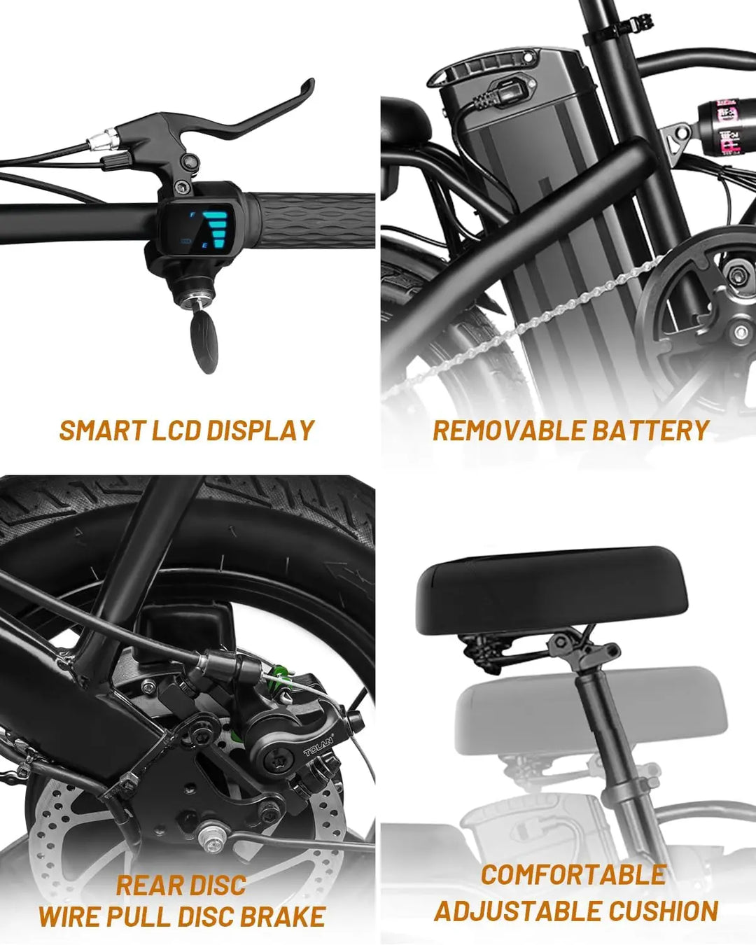 Bike for Adults, ,14" Folding Electric Bike 350W 36V 12Ah Built-in Battery 20MPH,20+Miles,3 Riding Modes, Commutin