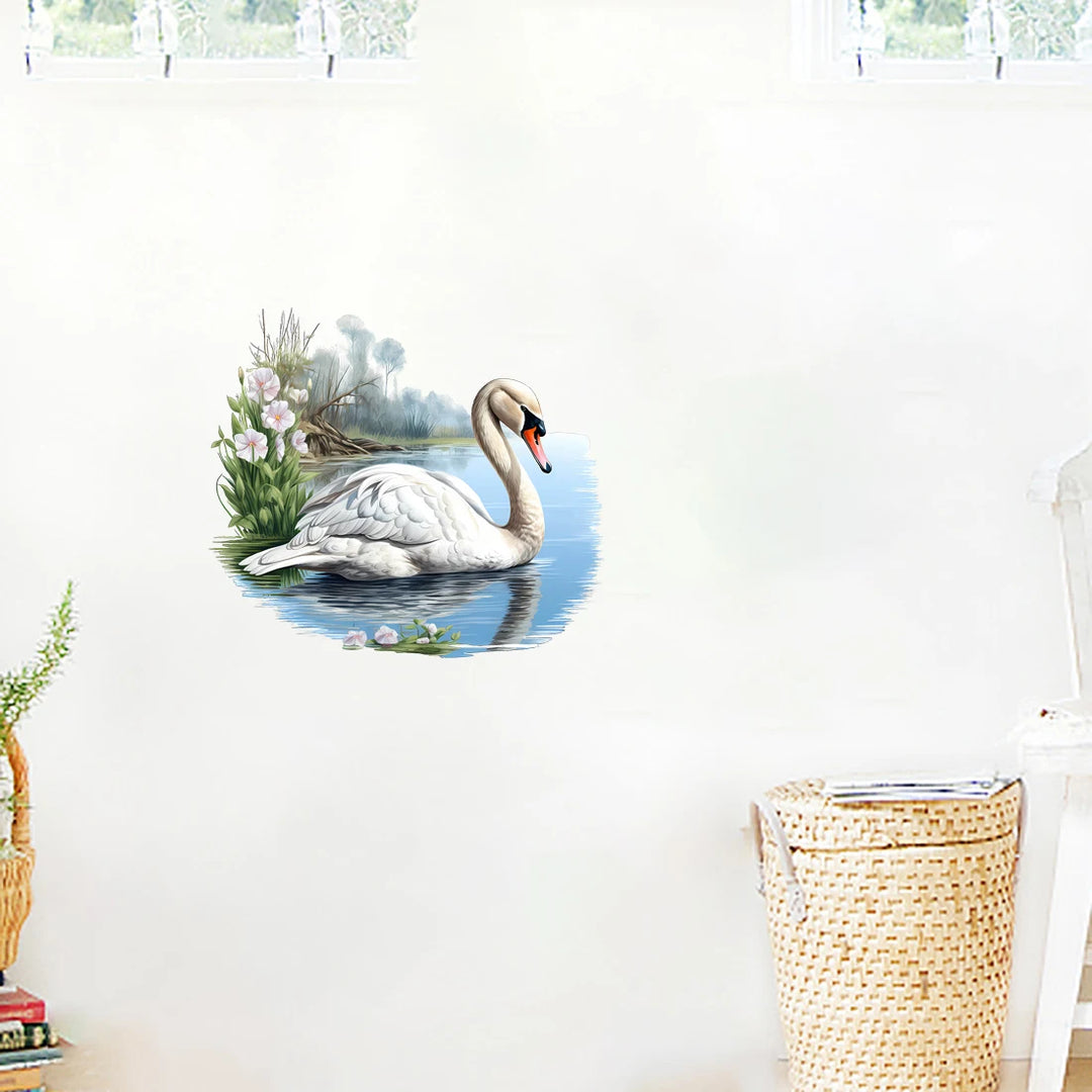 Three Ratels QB6 Beautiful Swan Art  Wall Decal for home Decoration