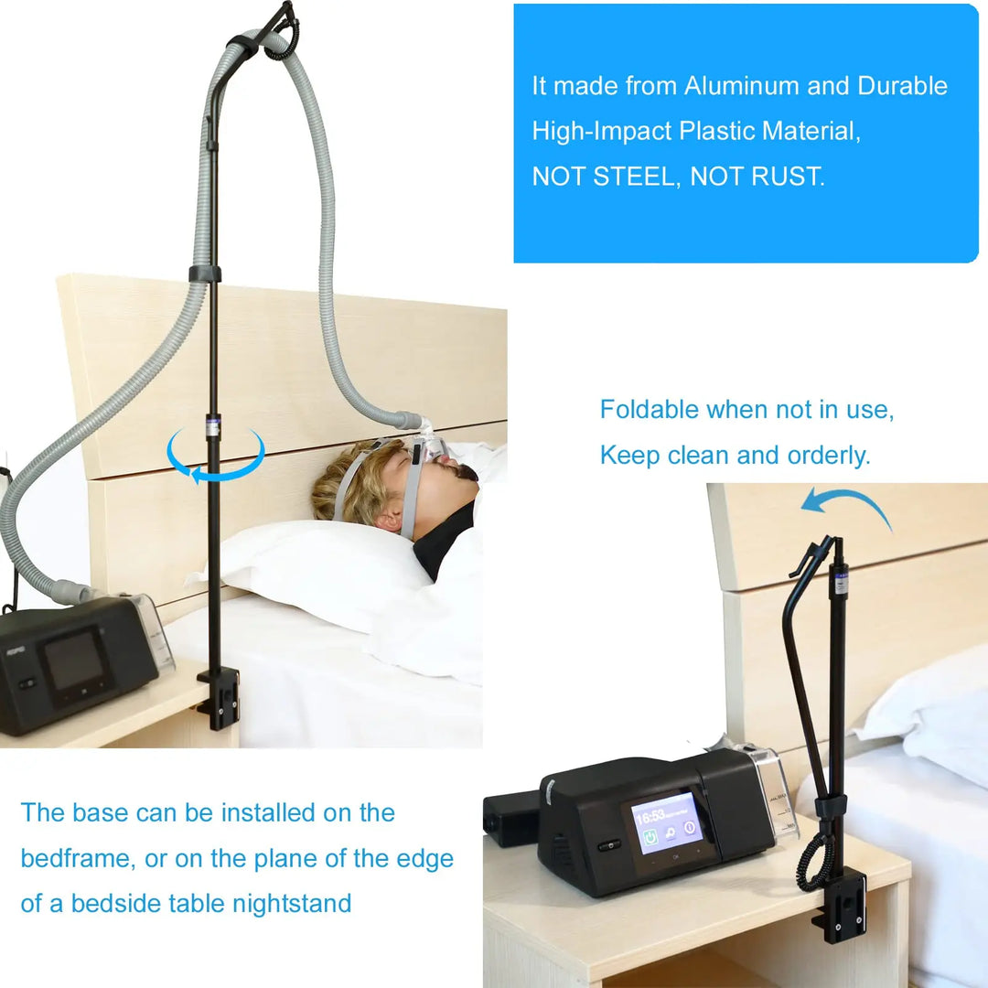 CPAP Hose Holder Hanger, Height Adjustable Tube Lift Support provides 2 Clamping Sides Avoid Tangling Prevent Blockage