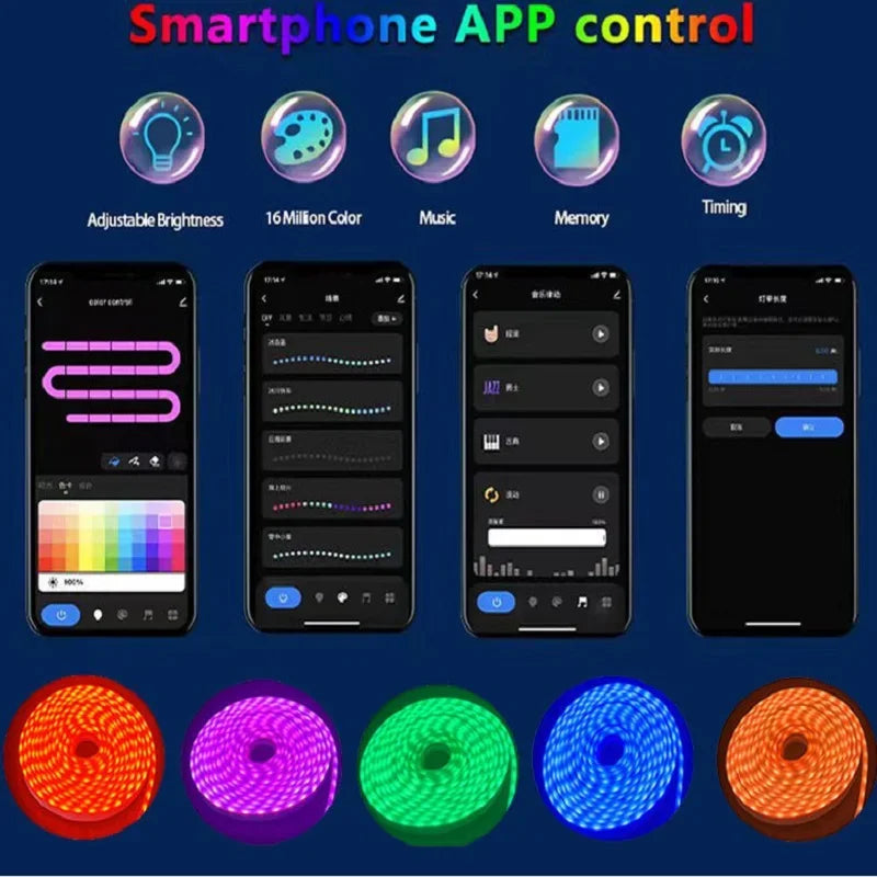 DC5V USB Neon RGB Strip LED Light Tuya WiFi Smart Strip Light IP67 Waterproof RGB DIY Flexible Tape Dream 16 Color For Alexa