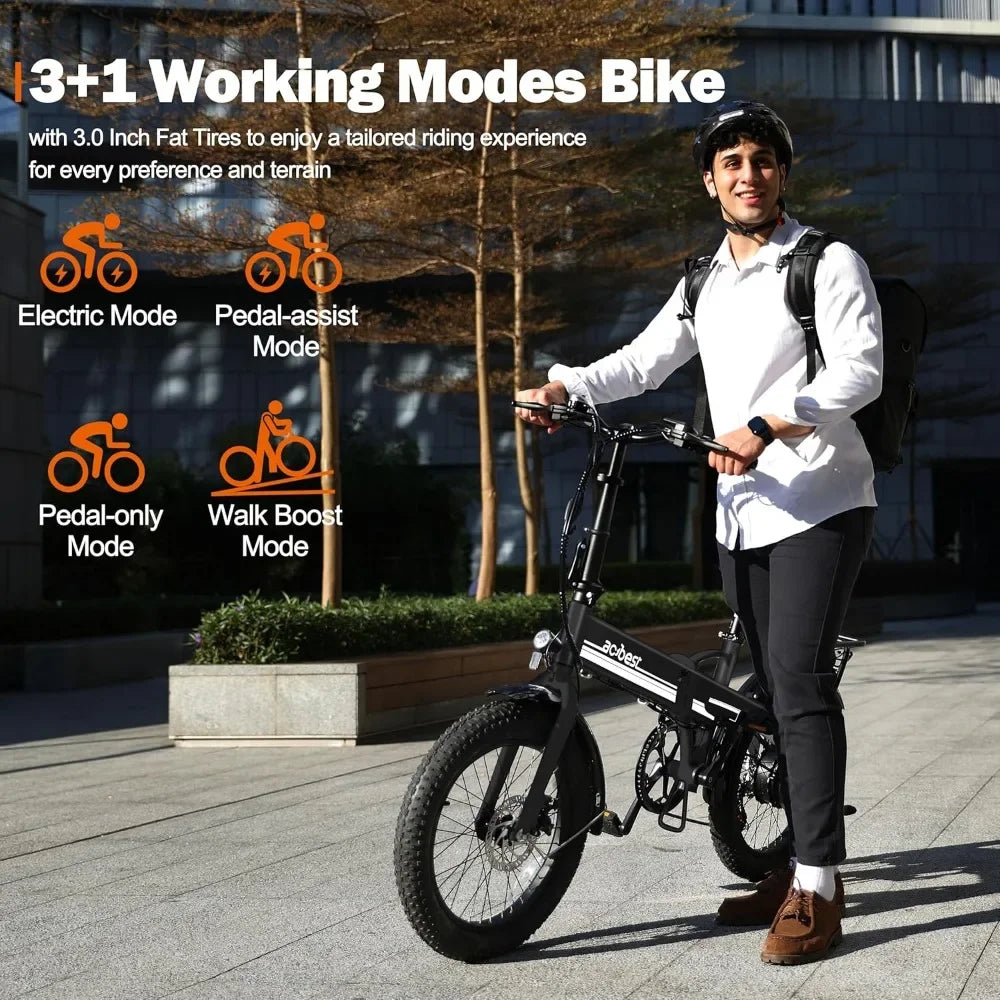 Electric Bike for Adults 750W Motor(Peak 1000W),50Miles 22Mph Top Speed, 20" Fat Tire Folding,with 35 Speed and Seat Suspension