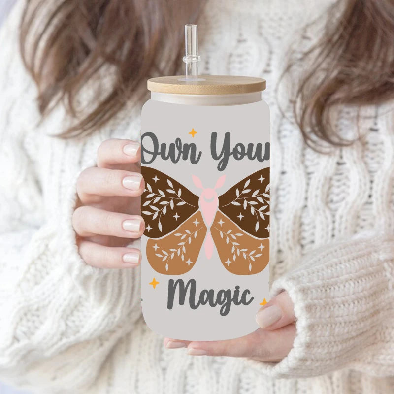 3D UV DTF Transfers Stickers 16oz Cup Wraps Butterfly Mushroom Flower Printed For DIY Glass Ceramic Metal Leather Etc. D2539