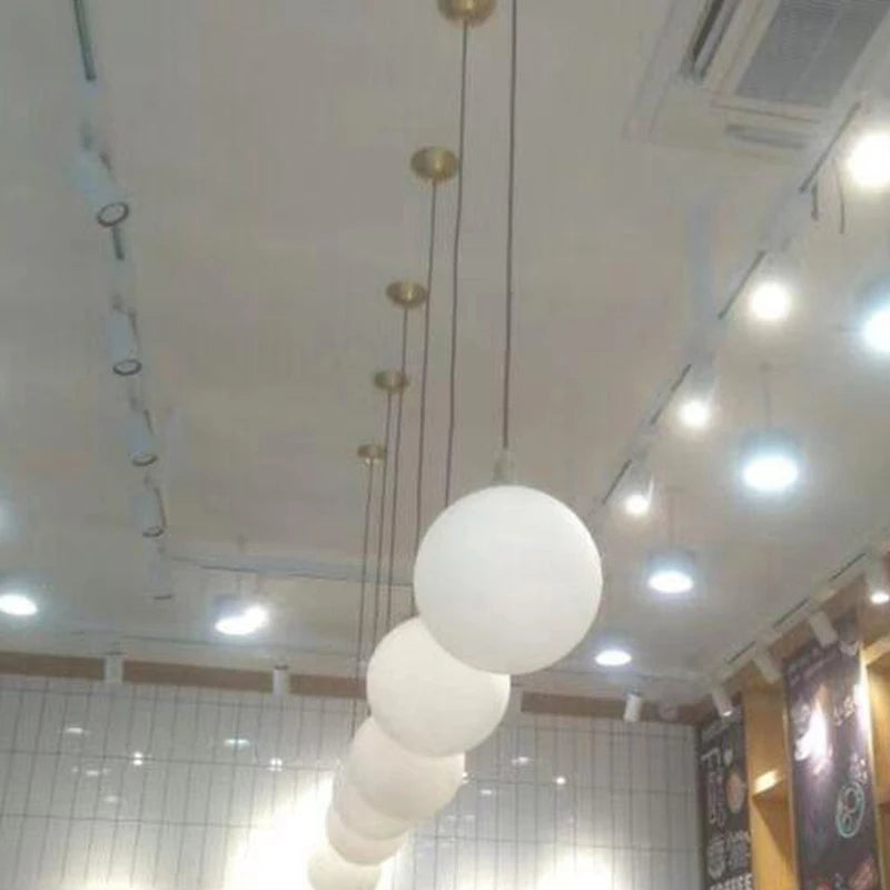 Milky white ball Glass Pendant Lights 8-40CM Home Hanging Lamps For Bar Bedroom Living Room Coffee Decoration Luminaires Lustre