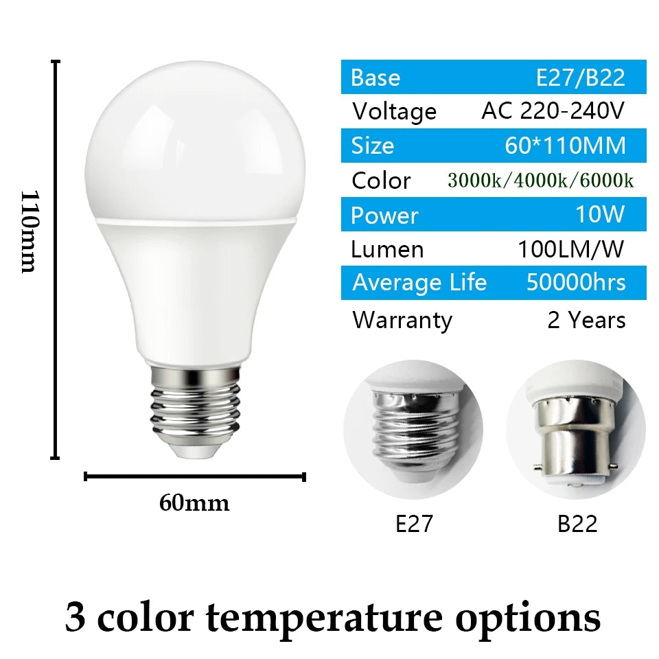 LED Sensor Bulb E27 B22 10W warm white Dusk to Dawn Smart Lamp Bulb AC220V Day Night Light Auto On/Off For Stair Hallway Pathway