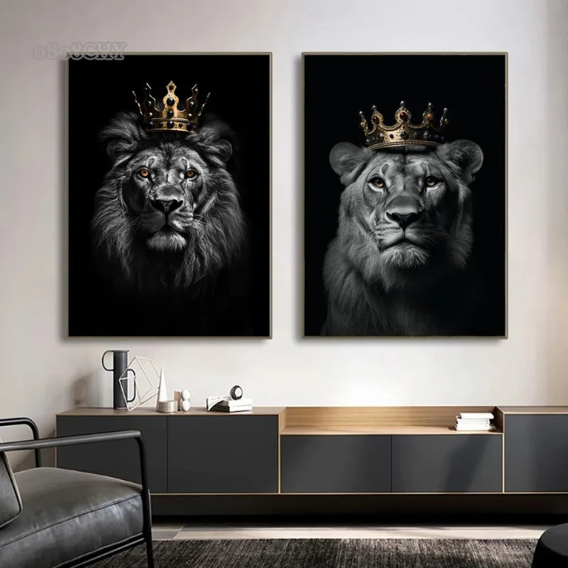 Black White Animal Kingdom Posters Canvas Print Wall Art with Your Home Décor