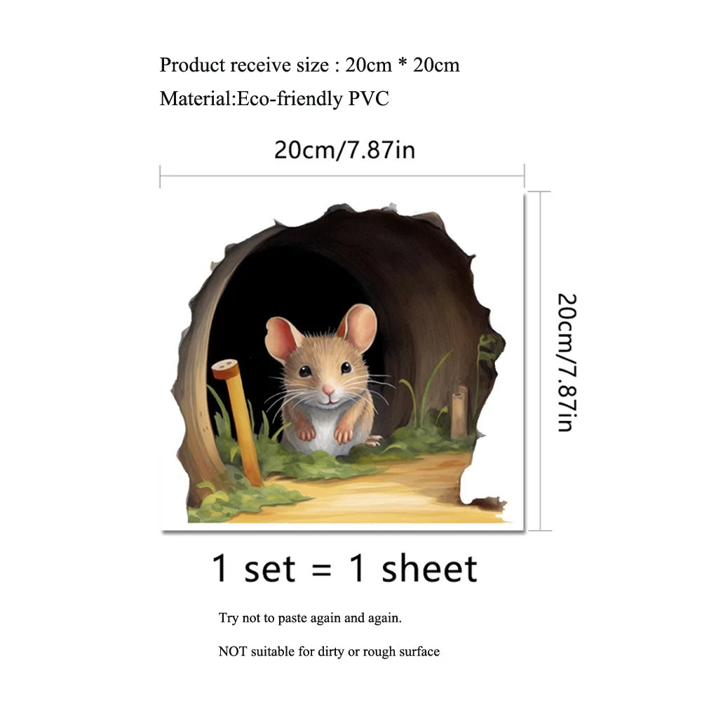 Cute Mouse Hole Wall Sticker Living Room Wall Edge Home Decoration Mural For Kids Bedroom Wallpaper Removable Funny Rats Decals