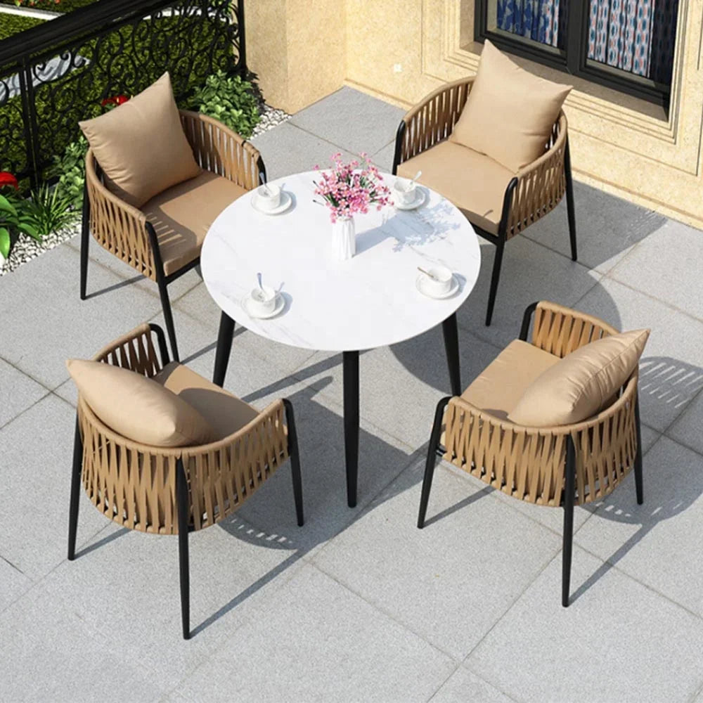 Europe style New Design Aluminium Garden Outdoor Rattan side Table Chair Furniture Dining Patio Set