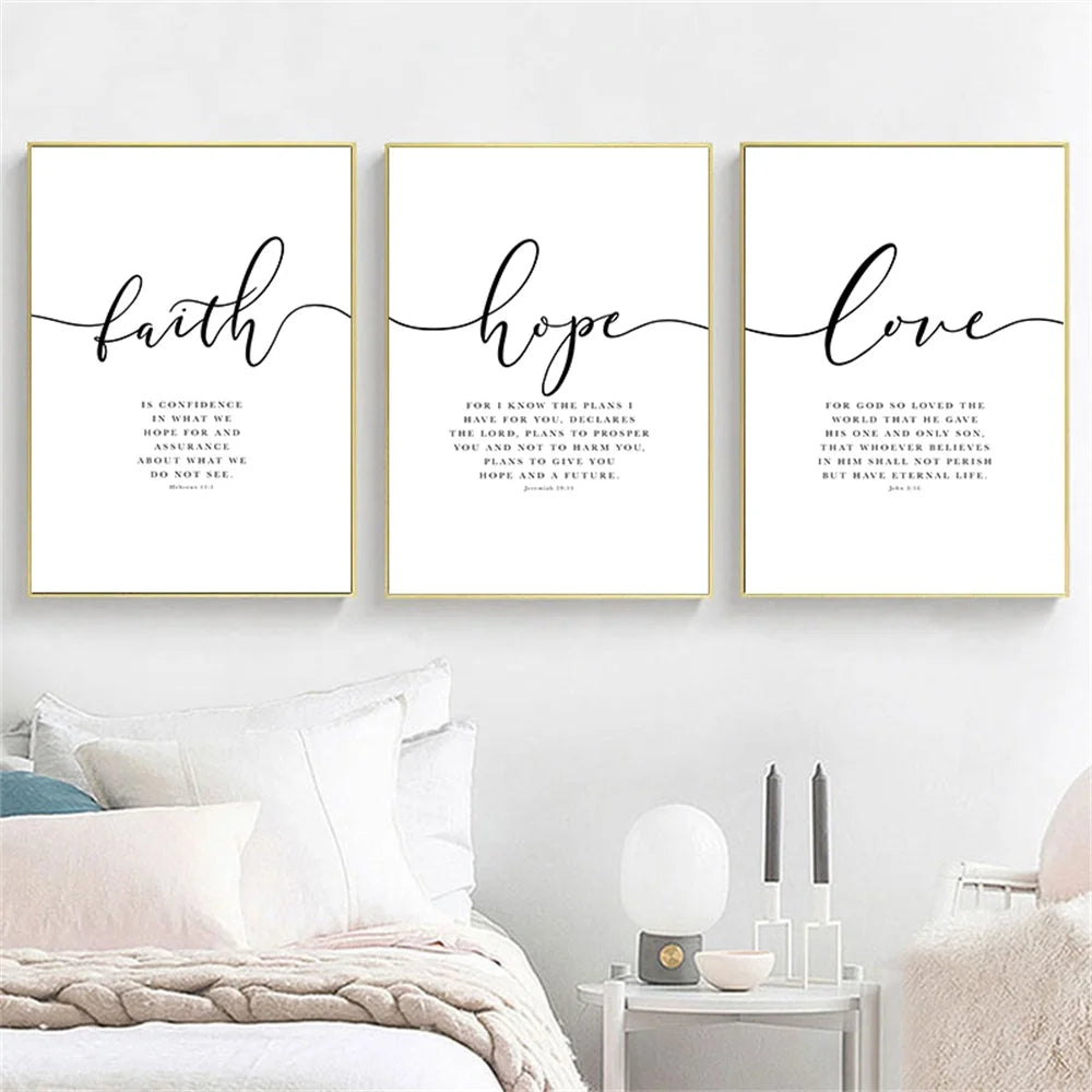 Faith Hope Love Bible Verse Wall Art Posters And Prints Nordic Style Wall Picture For Living Room Christian Decorate Frameless