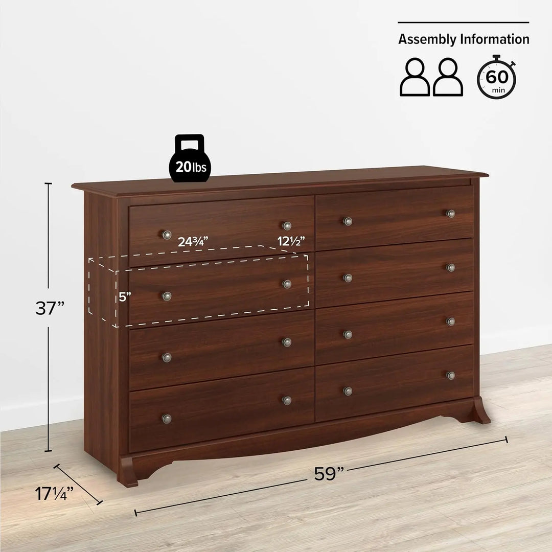 Sonoma 8 Drawer Double Dresser for Bedroom, Wide Chest of Drawers, Bedroom Furniture, Clothes Storage and Organizer