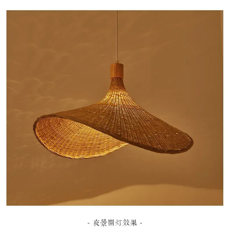 Classic Bamboo Rattan Wicker Chandelier Ceiling Lamp Handmade LED Luster