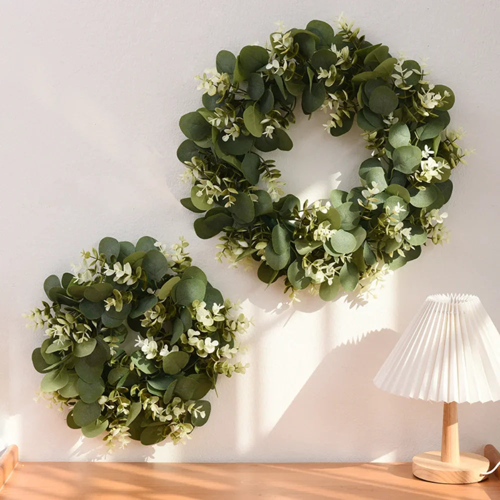 Artificial Eucalyptus Wreaths for Front Door Home Wall Decoration Spring Summer Wreath Faux Eucalyptus Centerpieces Christmas