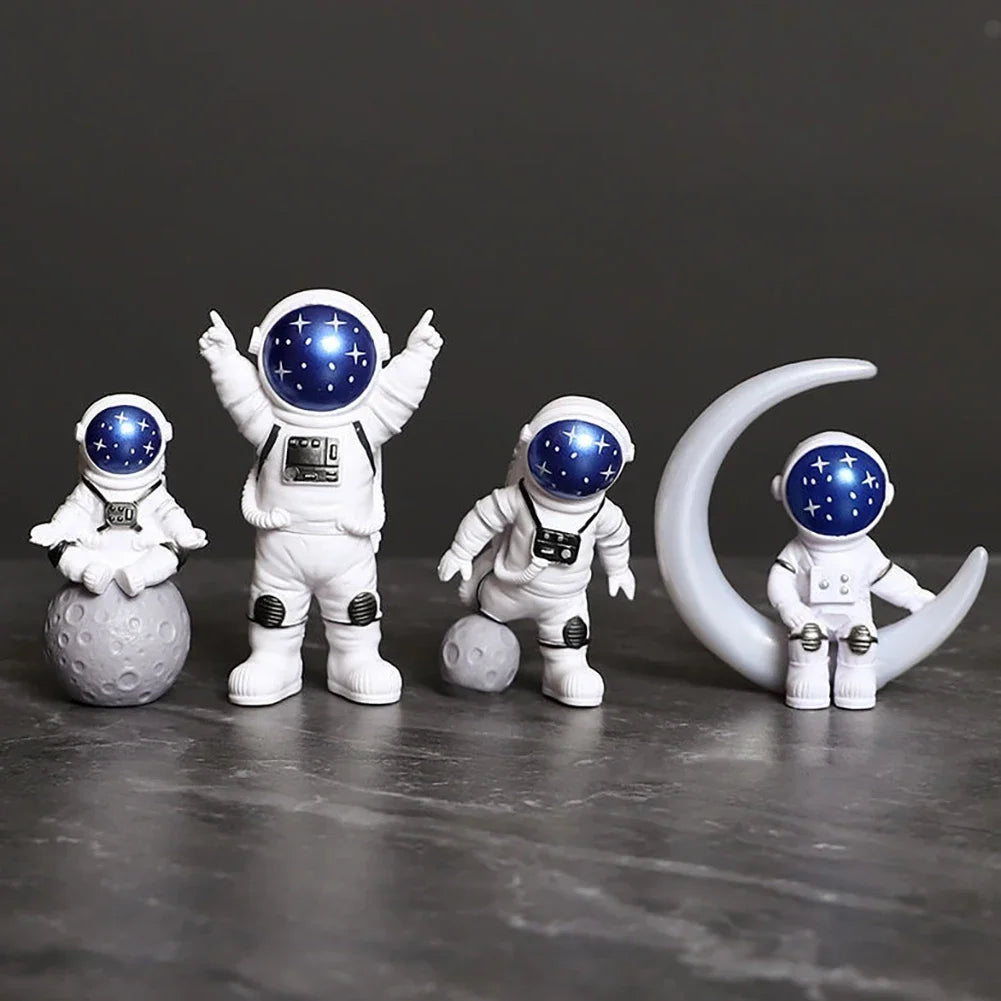 4 pcs Astronaut Figure Statue Figurine Spaceman Sculpture Educational Toy Desktop Home Decoration Astronaut Model For Kids Gift