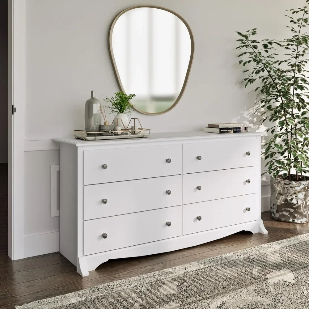 Bedroom Furniture: Double Dresser for Your Bedroom, 6-Drawer Wide Chest of Drawers,