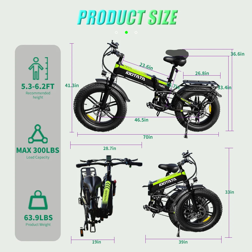 DEEPOWER H20PRO Electric Bicycle 2000W 48V25AH Hydraulic brake Portable Adult Electric Mountain Bike 20 Fat Tire Folding Ebike