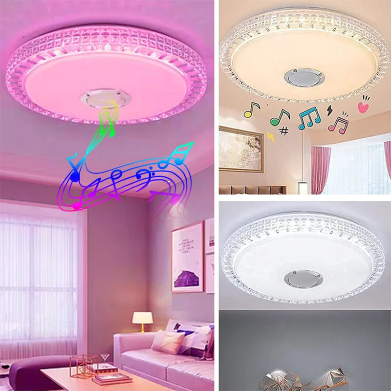 LED Ceiling Light Smart App Control RGB Music Ceiling Lamp Bluetooth Speaker Indoor Living Recreation Room Bedroom Light110/220V