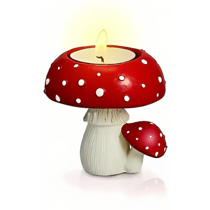 Candlestick Small Mushroom Candle Holder Home Decoration Resin Craft Decoration Creative Table Bedroom Living Room Ornaments