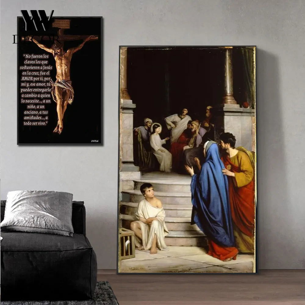 Jesus Christ Series Cross Person Belief Artwork Canvas Painting Print Wall Art Pictures for Living Room Home Decor