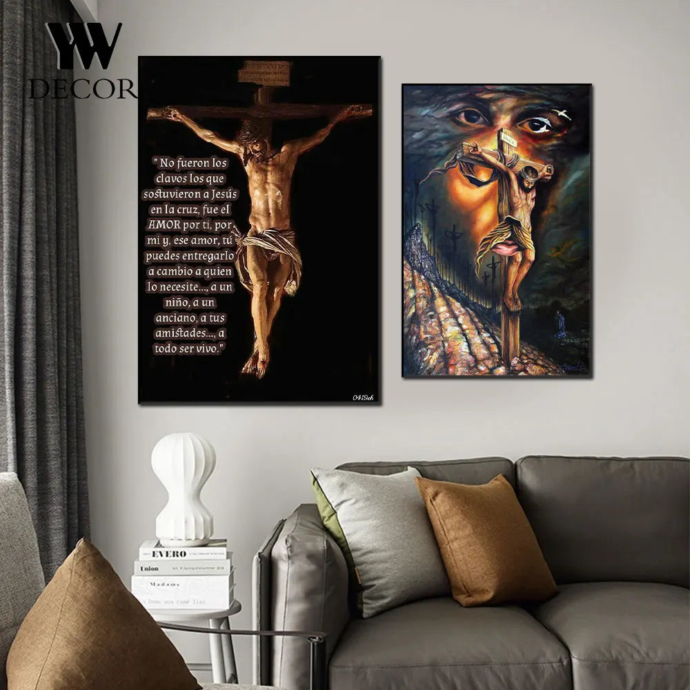 Jesus Christ Series Cross Person Belief Artwork Canvas Painting Print Wall Art Pictures for Living Room Home Decor