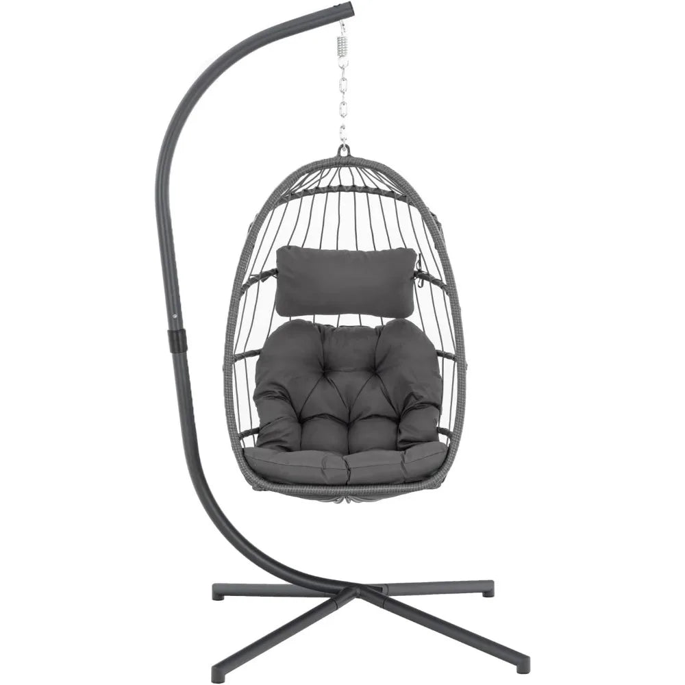 Indoor Outdoor Egg Hanging Chair with Stand, Patio Wicker Swing Egg indoor Swinging  Outdoor Hammock Egg Chair