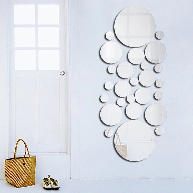 32pcs 3D Home Décor Modern Acrylic Mirror Wall Stick-on, For Your Favorite Wall  Decoration