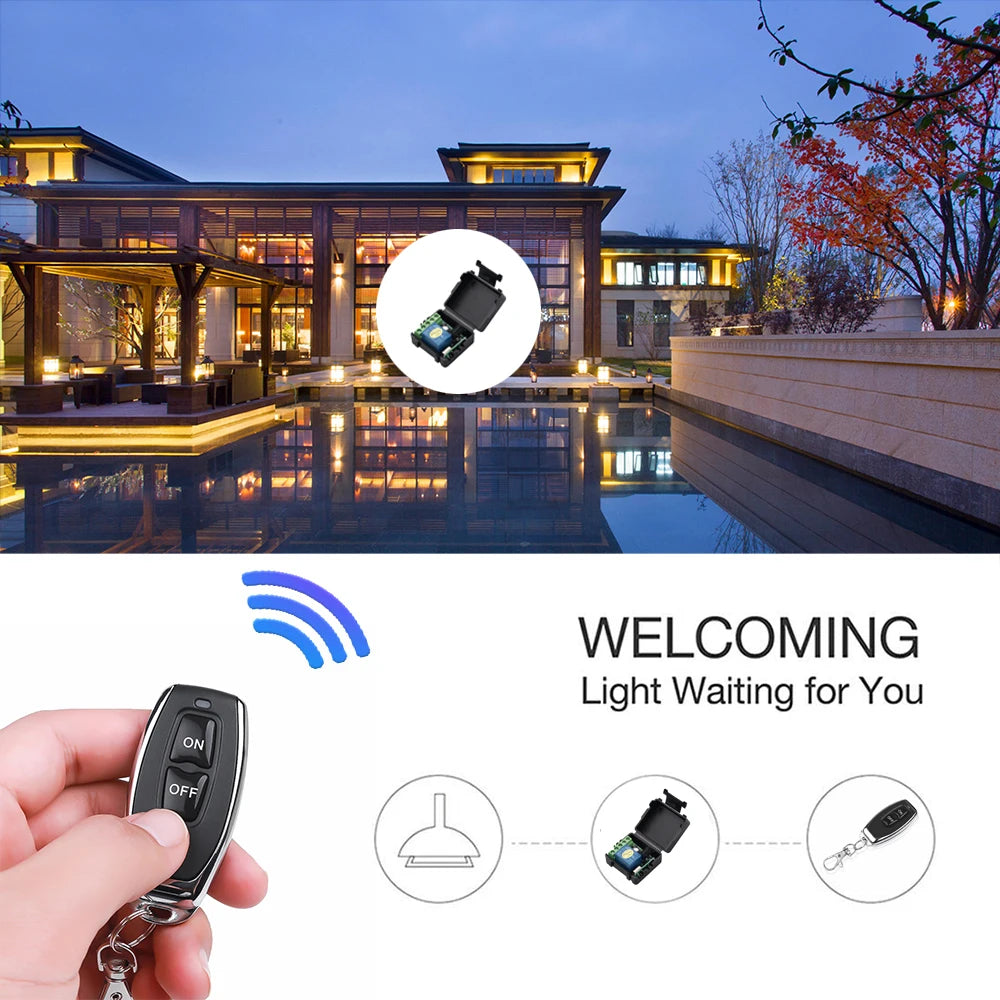 433Mhz Remote Control Wireless Switch DC 12V 1CH RF 10A Relay Receiver and 2CH Transmitter For Door Electromagnetic Lock