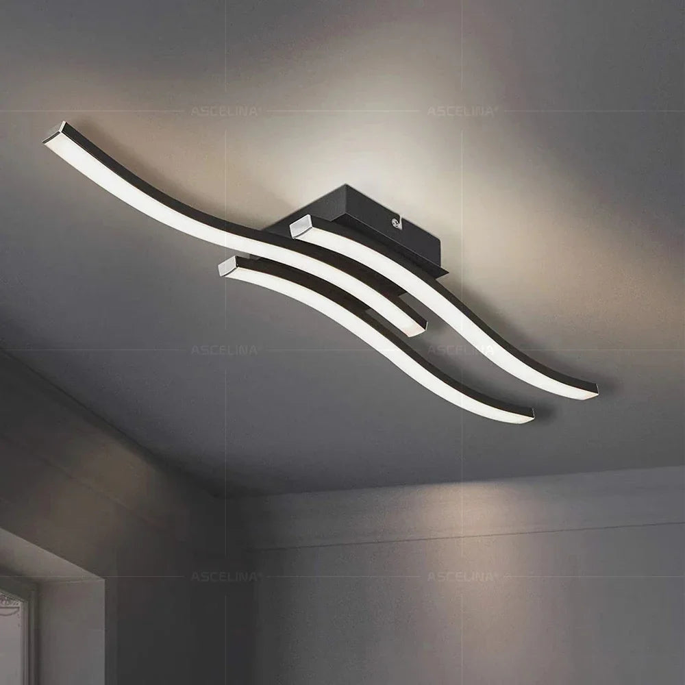 Modern LED Ceiling Light Long Wave Lamp Living Room Bedroom Study Corridor Aisle Entrance Balcony Home Decoration Lustre