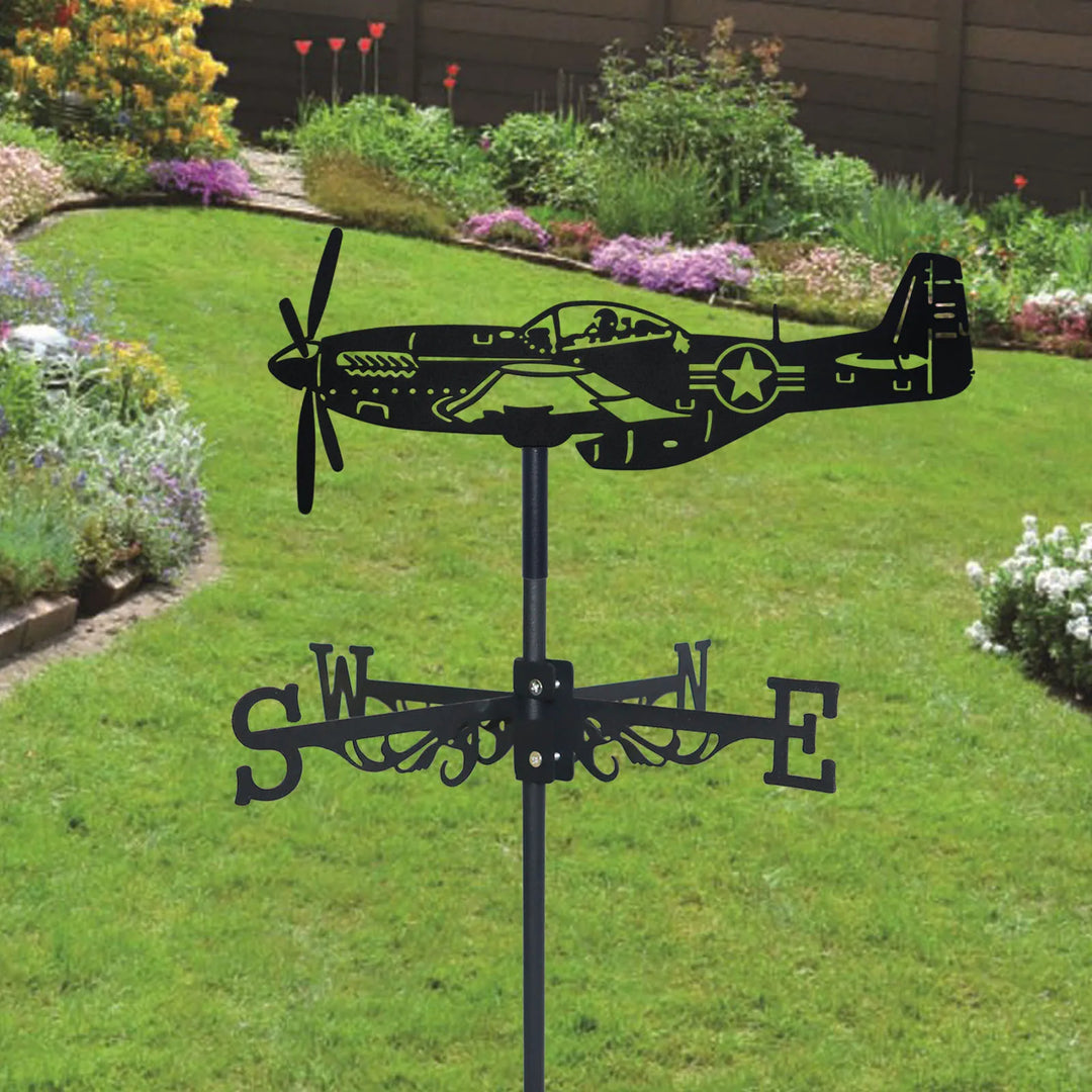 Fighter Weathervane Silhouette Art Black Metal Air Force Pilot Wind Vanes Outdoors Decorations Garden For Roof Yard Building